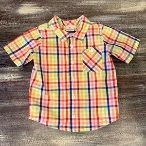 Hanna Andersson Plaid SS Button Down Sz 85